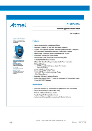 3Q2015 CRYPTO PRODUCTS BACKGROUNDR r12
88 Atmel | CRYPTO
 