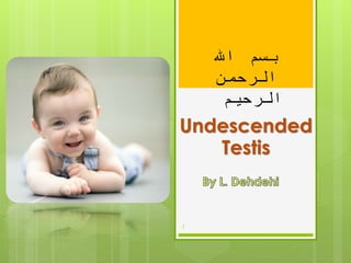 Undescended
Testis
1
‫اهلل‬ ‫بسم‬
‫الرحمن‬
‫الرحیم‬
 