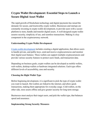 Crypto Wallet Development: Essential Steps to Launch a Secure Digital ...