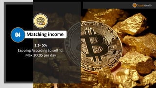 1:1= 5%
Capping According to self I'd.
Max 1000$ per day
Matching income04
 