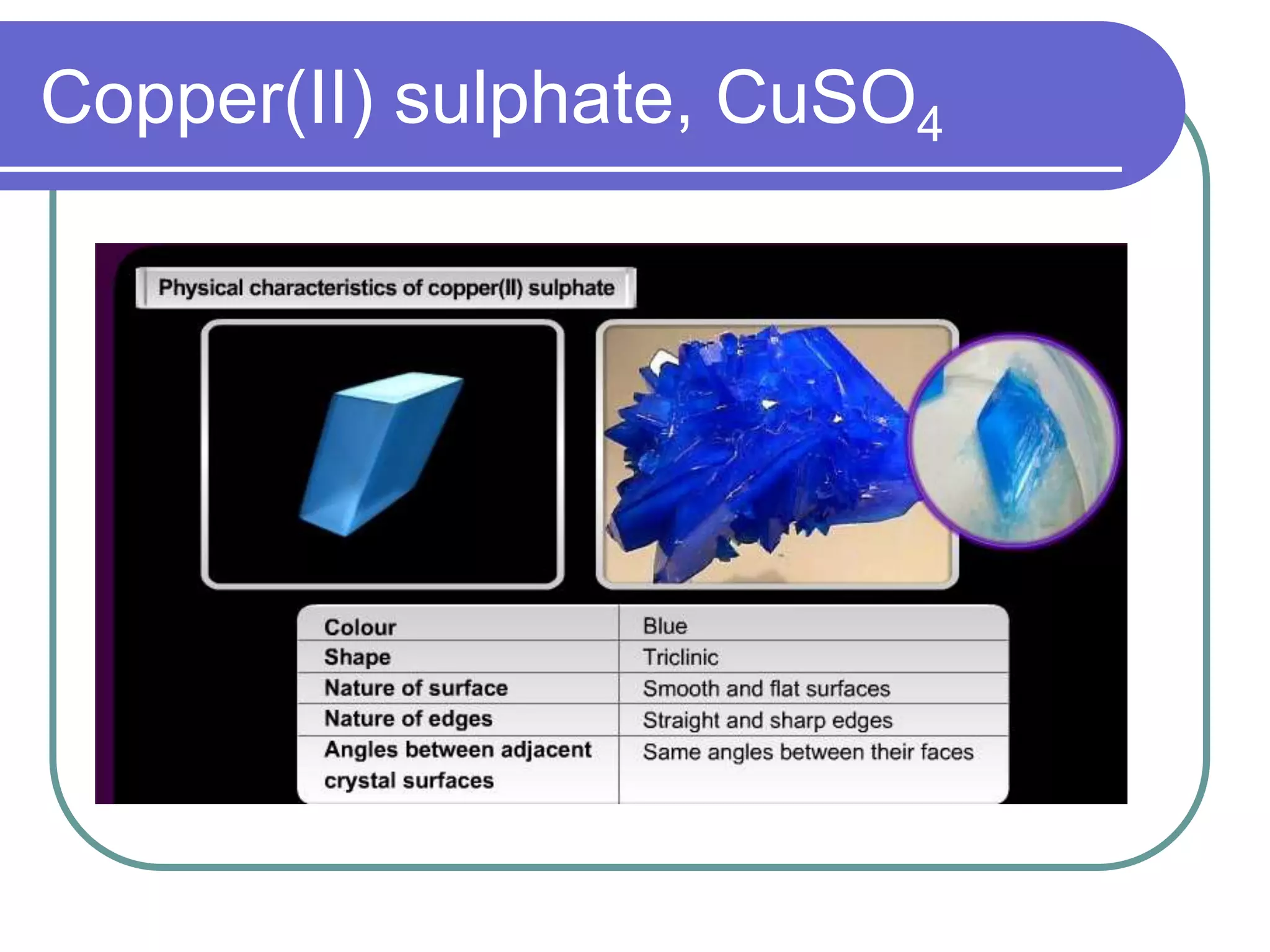 Copper(II) sulphate, CuSO4