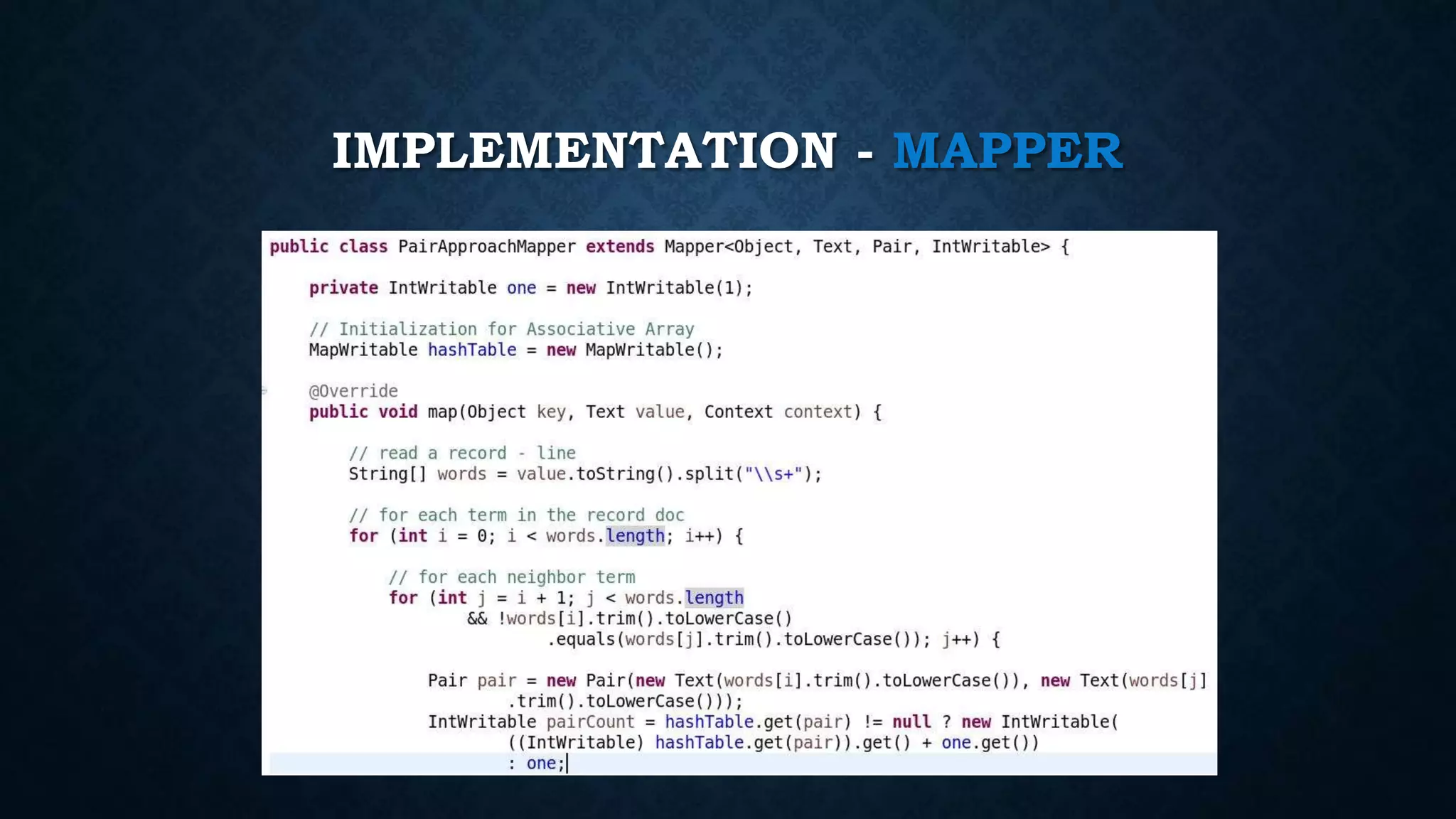 IMPLEMENTATION - MAPPER
 
