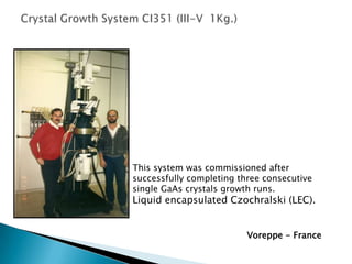 India’s first 4Kg Single GaAs Crystal by LEC MethodDirector of OperationsChief  EngineerDelhi, India