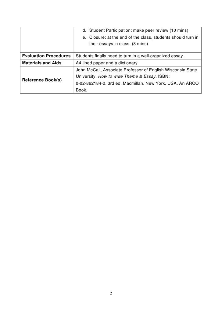 Crystal How To Write An Essay Lesson Plan