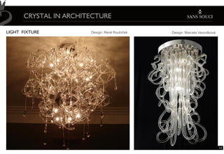CRYSTAL IN ARCHITECTURE

LIGHT FIXTURE              Design: René Roubíček   Design: Marcela Vavrušková




Soul I & Soul II, 2009                                                          13
 