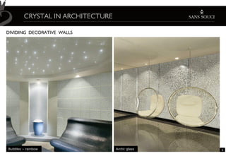 CRYSTAL IN ARCHITECTURE

DIVIDING DECORATIVE WALLS




Bubbles – rainbow                  Arctic glass   6
 