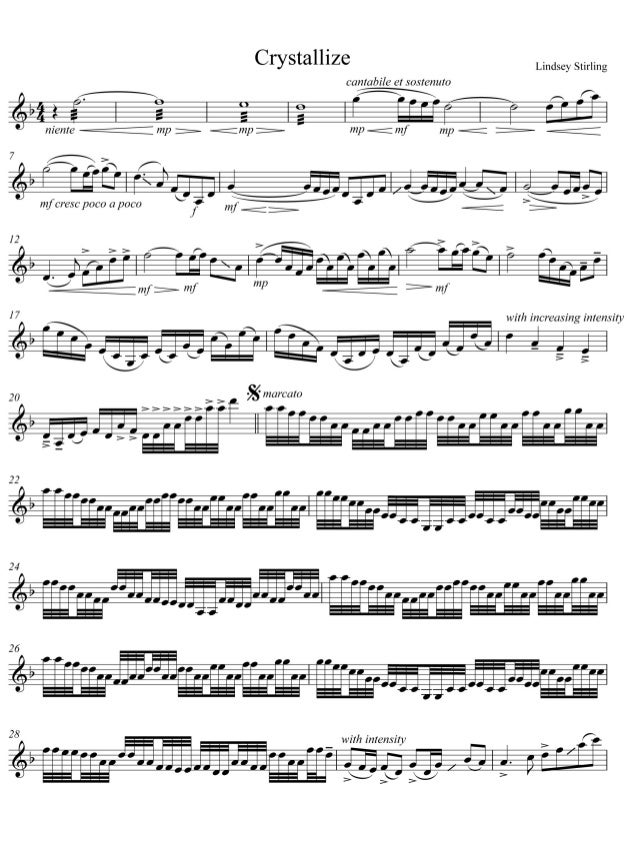violin partitura crystallize violin sheet music