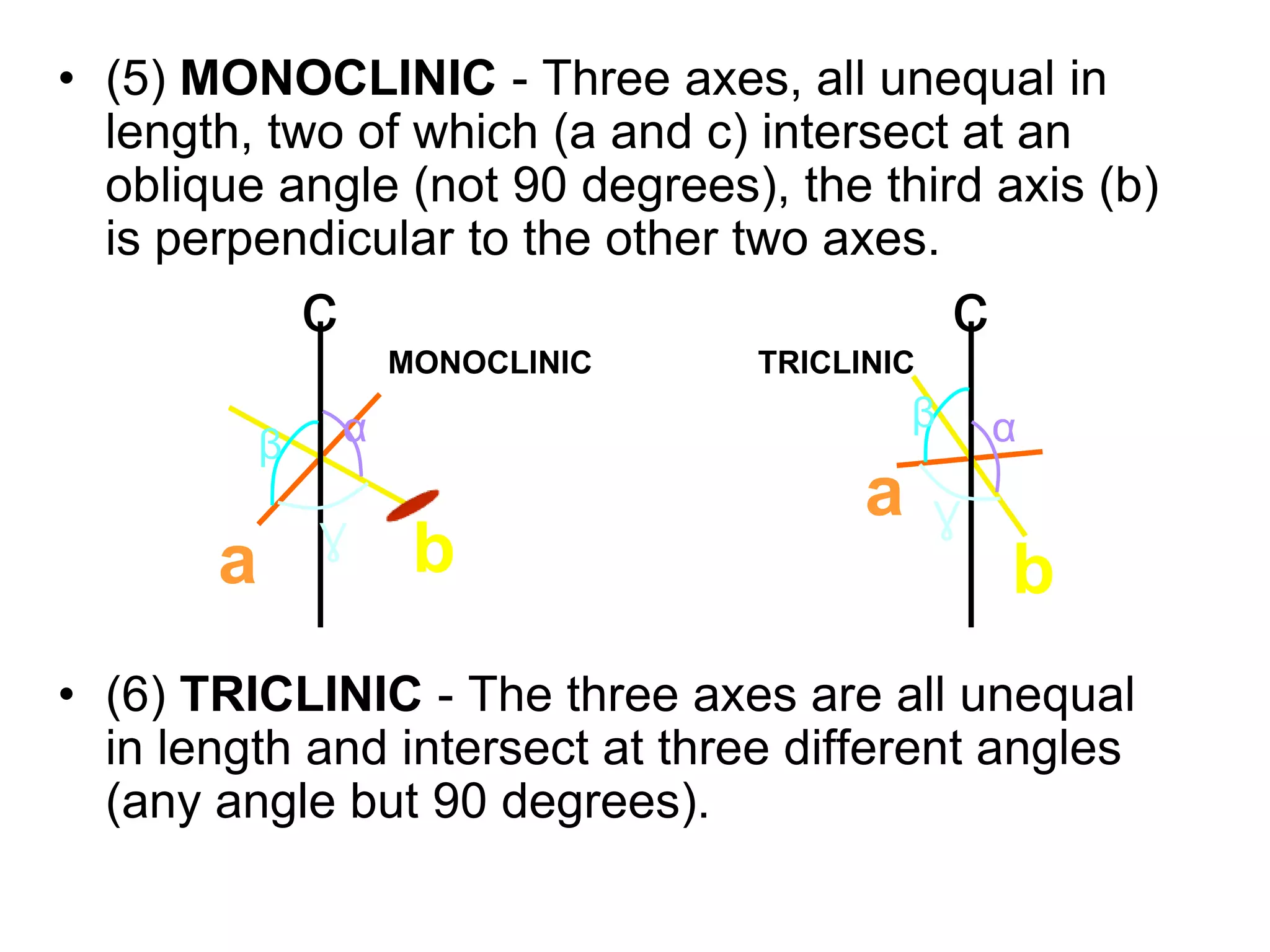 • Crystal faces: The crystal is bounded by
flat plane surfaces. These surfaces
represent the internal arrangement of
atoms and usually parallel to net-planes
containing the greatest number of lattice-
points or ions.
• Faces are two kinds, like and unlike.
 
