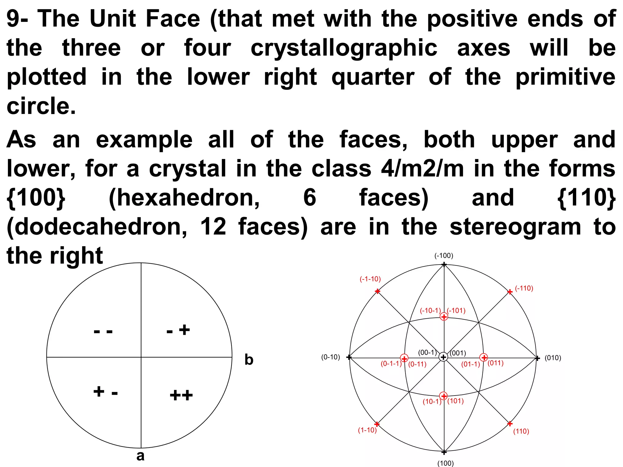 b
a
(1 1 0)
(2 1 0)
(1 0 0)
What do you do with similar faces
on opposite sides of crystal?
 