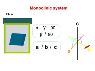 hhw0
-
a1
-a
3
a2
Hexagonal systemHexagonal prism of
second order [hhw0]
-
Stereographic projection of the Hexagonal
System Forms.
a1
-a3
1- Hexagonal Pinacoid
a1
-a3
2- Hexagonal prism of first order
(10-10)
+
++
a1
a2
-a3
3- Hexagonal prism of second order
+
+
++
+
+ (11-20)
Stereographic Projection
 