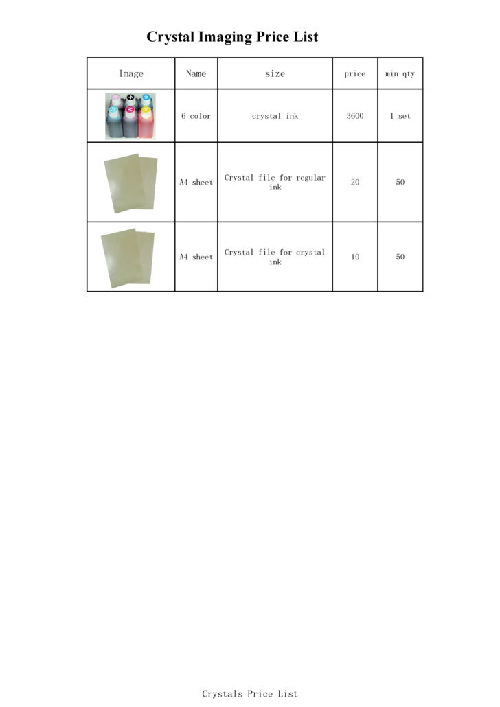 Crystal Price List 09