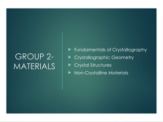 Comprehensive Overview of Crystal Structures and Crystallography ...