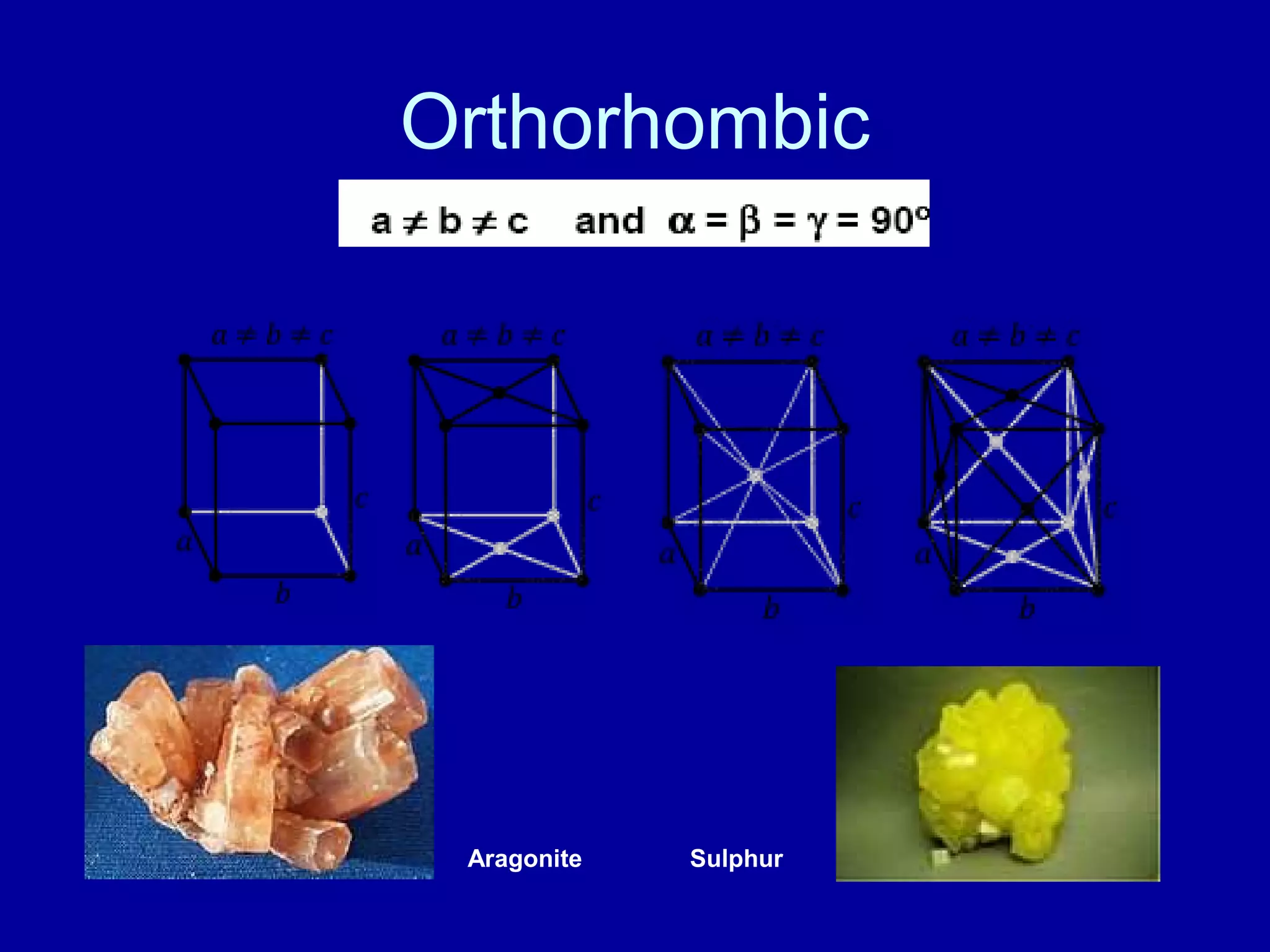 Orthorhombic
Aragonite Sulphur
 