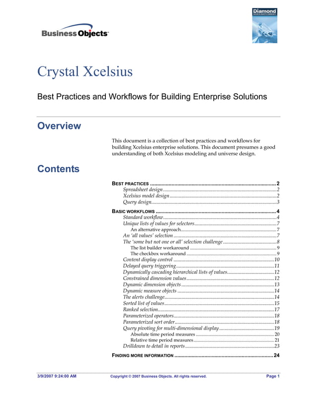 Crystal xcelsius best practices and workflows for building enterprise