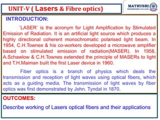 Lasers and Optical Fibres | PDF