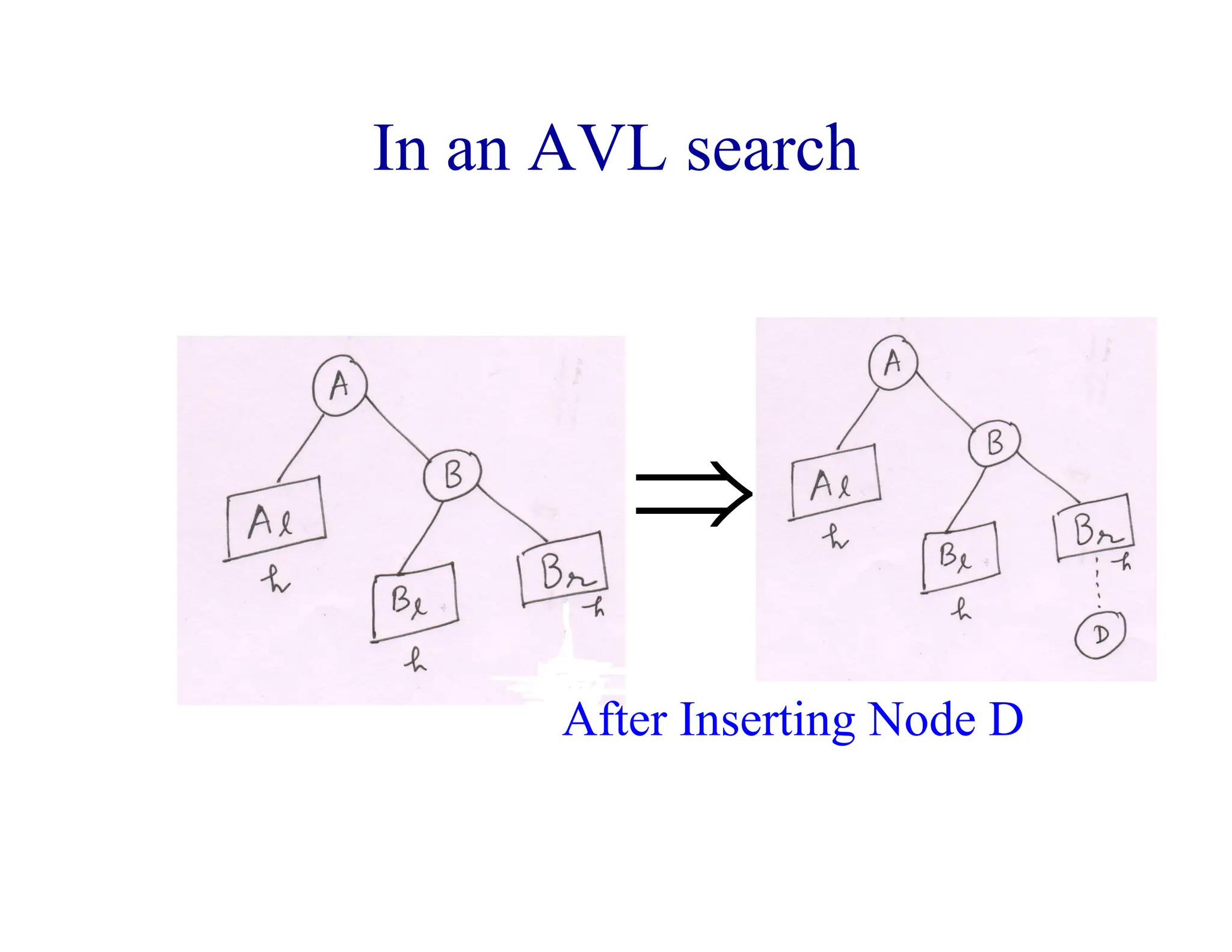 In an AVL search
After Inserting Node D

 