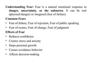 Physical Fear Examples Mastering Effective Communication and Self-Esteem Building Techniques | PPT