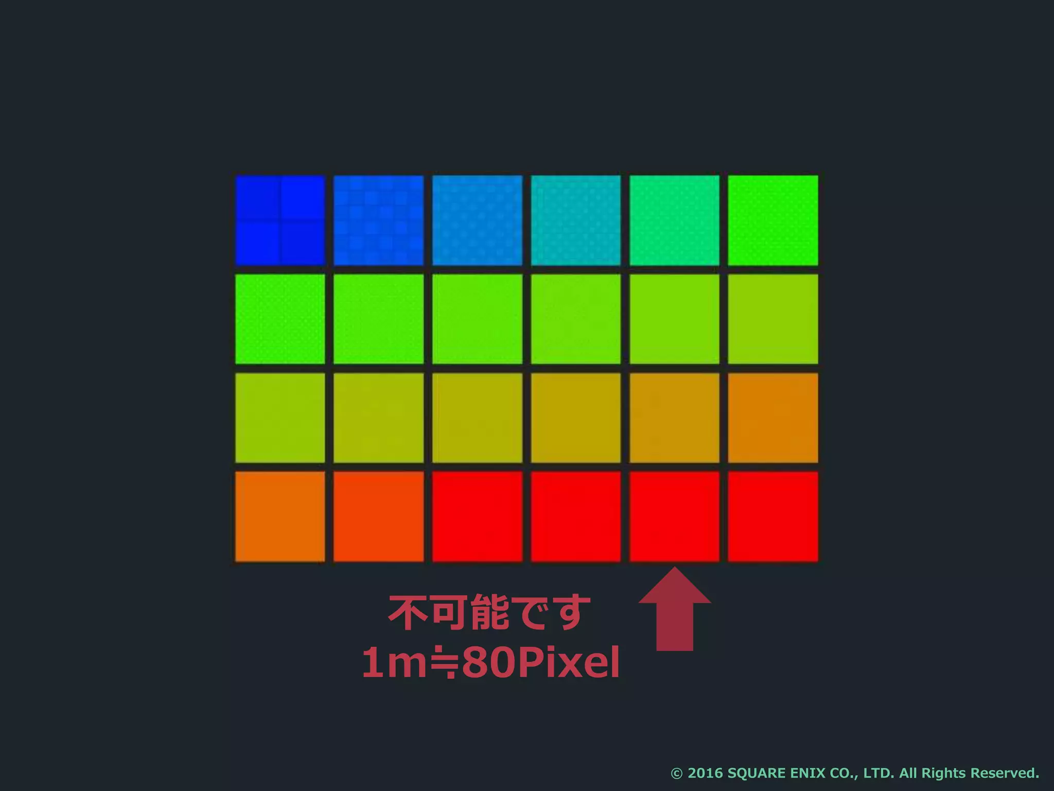 不可能です
1m≒80Pixel
© 2016 SQUARE ENIX CO., LTD. All Rights Reserved.
 