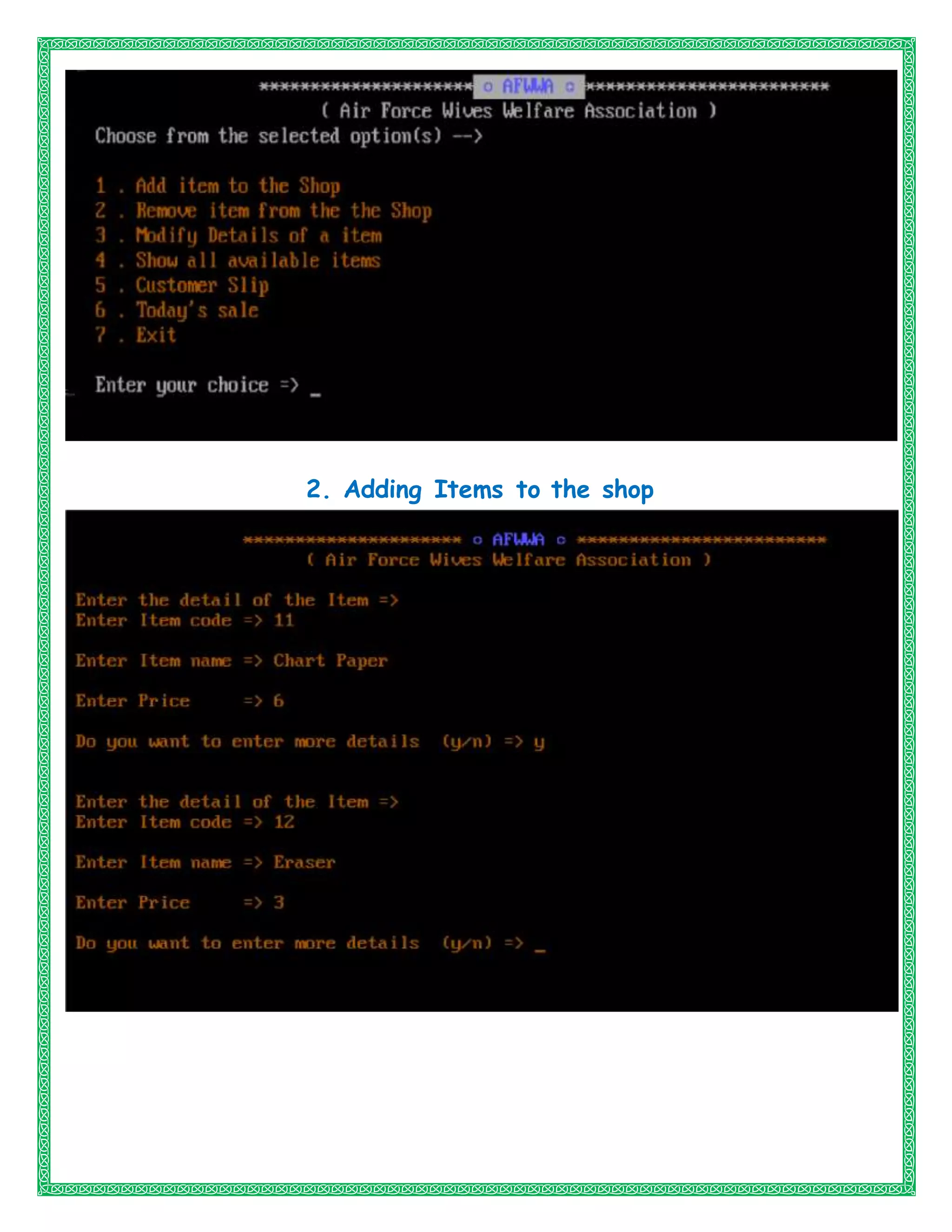2. Adding Items to the shop
 