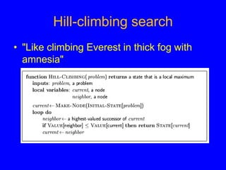 Hill-climbing search
• "Like climbing Everest in thick fog with
amnesia"
 