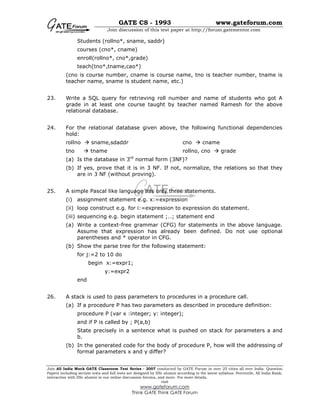 Gate Cs Math Question Gate-Cs 1993 | PDF