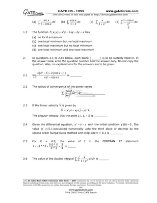 Gate Cs Math Question Gate-Cs 1993 | PDF