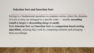 Comprehensive Overview of Selection Sort and Insertion Sort Algorithms ...