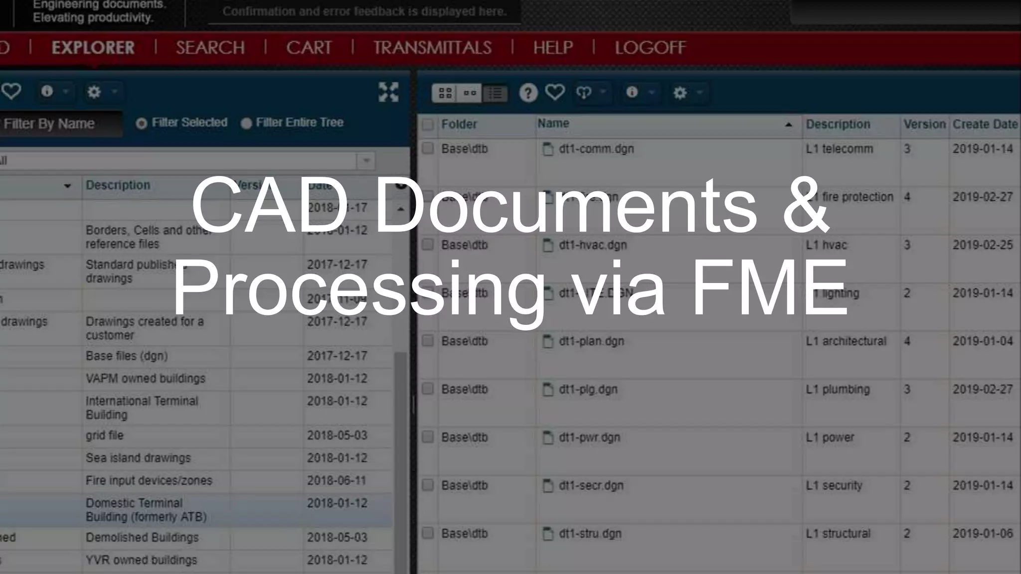 CAD Documents &
Processing via FME
 