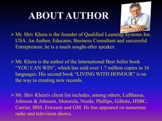 Few details about the book
Shiv Khera did not write any new concepts for achieving success.
He wrote only all the preval...