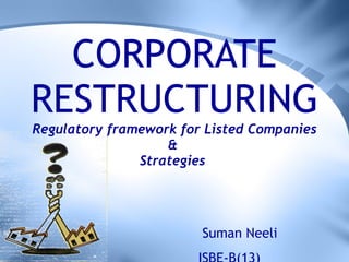CORPORATE RESTRUCTURING Regulatory framework for Listed Companies &  Strategies  Suman Neeli ISBE-B(13) 