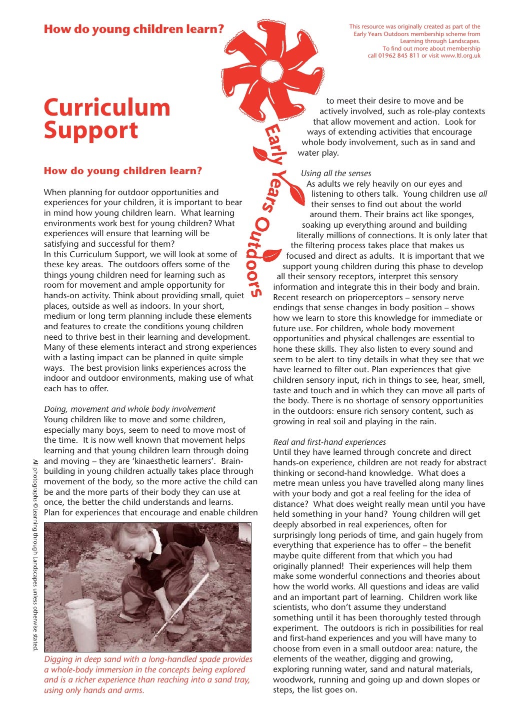 How do young children learn outdoor learning and play