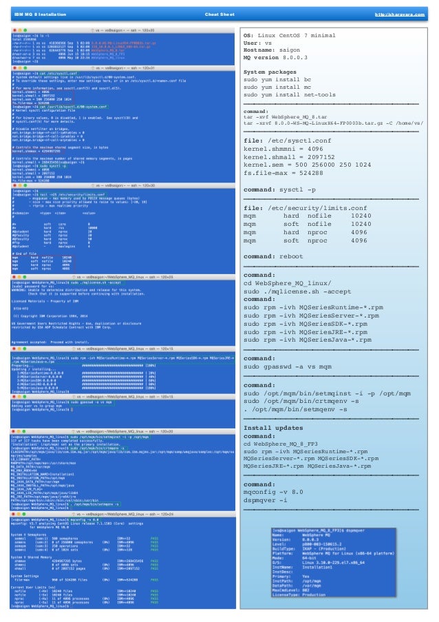 ibm mq 8 installation cheat sheet yum cheat sheet