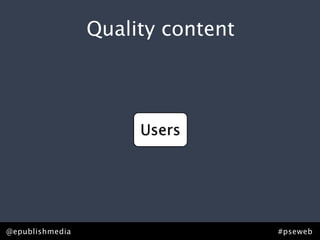 Quality content



                      Users




@epublishmedia                     #pseweb
 