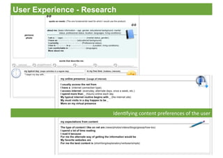 Iden6fying content preferences of the user 
User Experience - Research
 