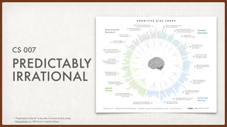 PREDICTABLY
IRRATIONAL
CS 007
* DesignHacks.co: 188 Known Cognitive Biases
*”Predictably Irrational” is the title of a book by Dan Ariely
 