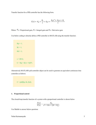 control system lab 02 - PID tuning | PDF