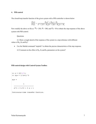 control system lab 02 - PID tuning | PDF