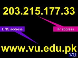 15
203.215.177.33
www.vu.edu.pk
IP addressDNS address
 