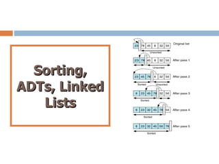 Sorting, ADTs, Linked Lists 