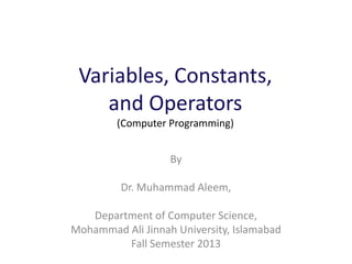 Cs1123 4 variables_constants | PPT