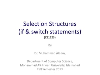 Cs1123 5 selection_if | PPT