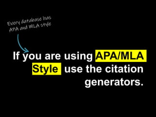 If you are using APA/MLA
Style use the citation
generators.
 