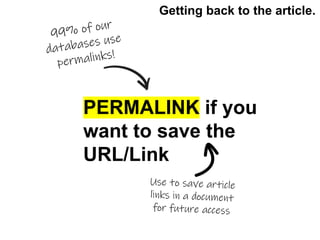 PERMALINK if you
want to save the
URL/Link
Getting back to the article.
 