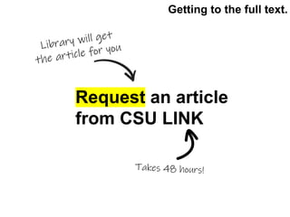 Request an article
from CSU LINK
Getting to the full text.
 
