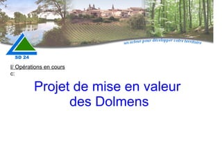 Projet de mise en valeur  des Dolmens I/ Opérations en cours c: 