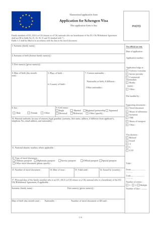 Comprehensive Guide to the Harmonised Schengen Visa Application Form | PDF