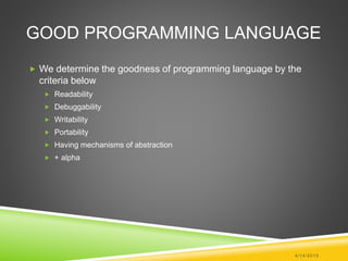 Programming Writability CS152 Programming Paradigm | PPTX