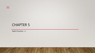 CHAPTER 5
Hash Function ++
33
 