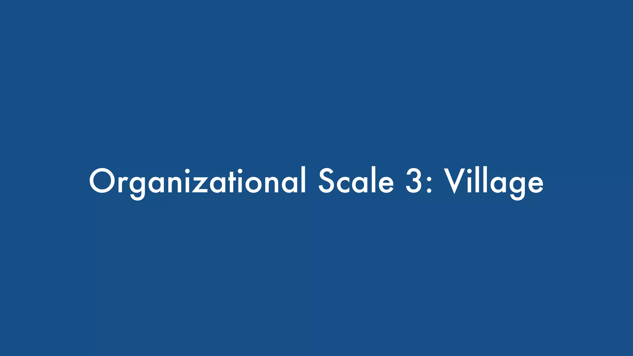 Organizational Scale 3: Village
 