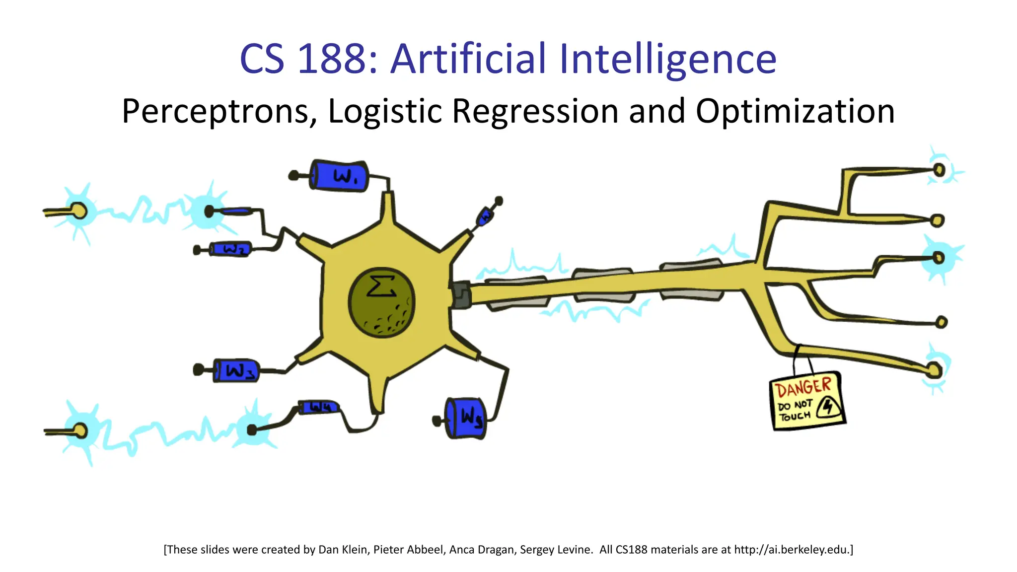 CS 188: Artificial Intelligence
Perceptrons, Logistic Regression and Optimization
[These slides were created by Dan Klein, Pieter Abbeel, Anca Dragan, Sergey Levine. All CS188 materials are at http://ai.berkeley.edu.]
 